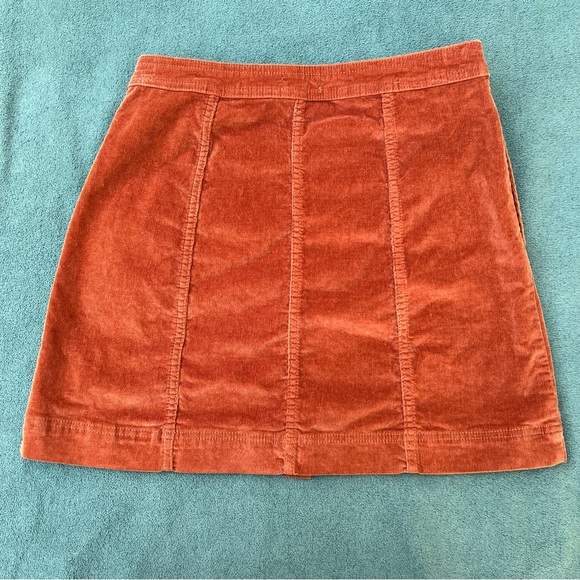 Burnt Orange Corduroy Button Up Mini Skirt - Picture 3 of 6